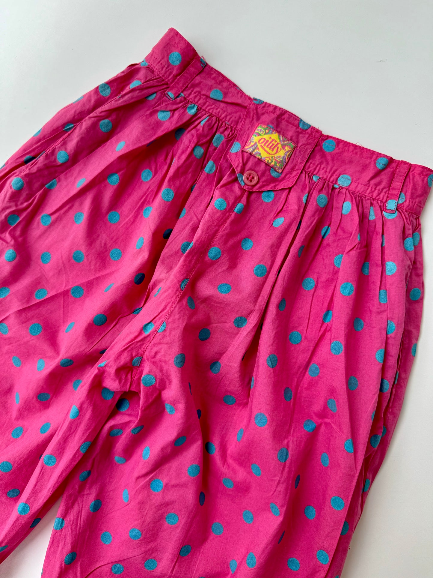 90s Vintage Oilily Pink Blue Dot Summer Pants