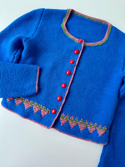 90s Vintage Handmade Austrian Merino Wool Cardigan