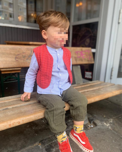 90s Vintage & Handmade checked red Vest