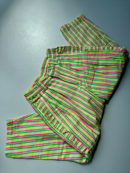 Amazing 80s Vintage Neon Striped Balloon Pants