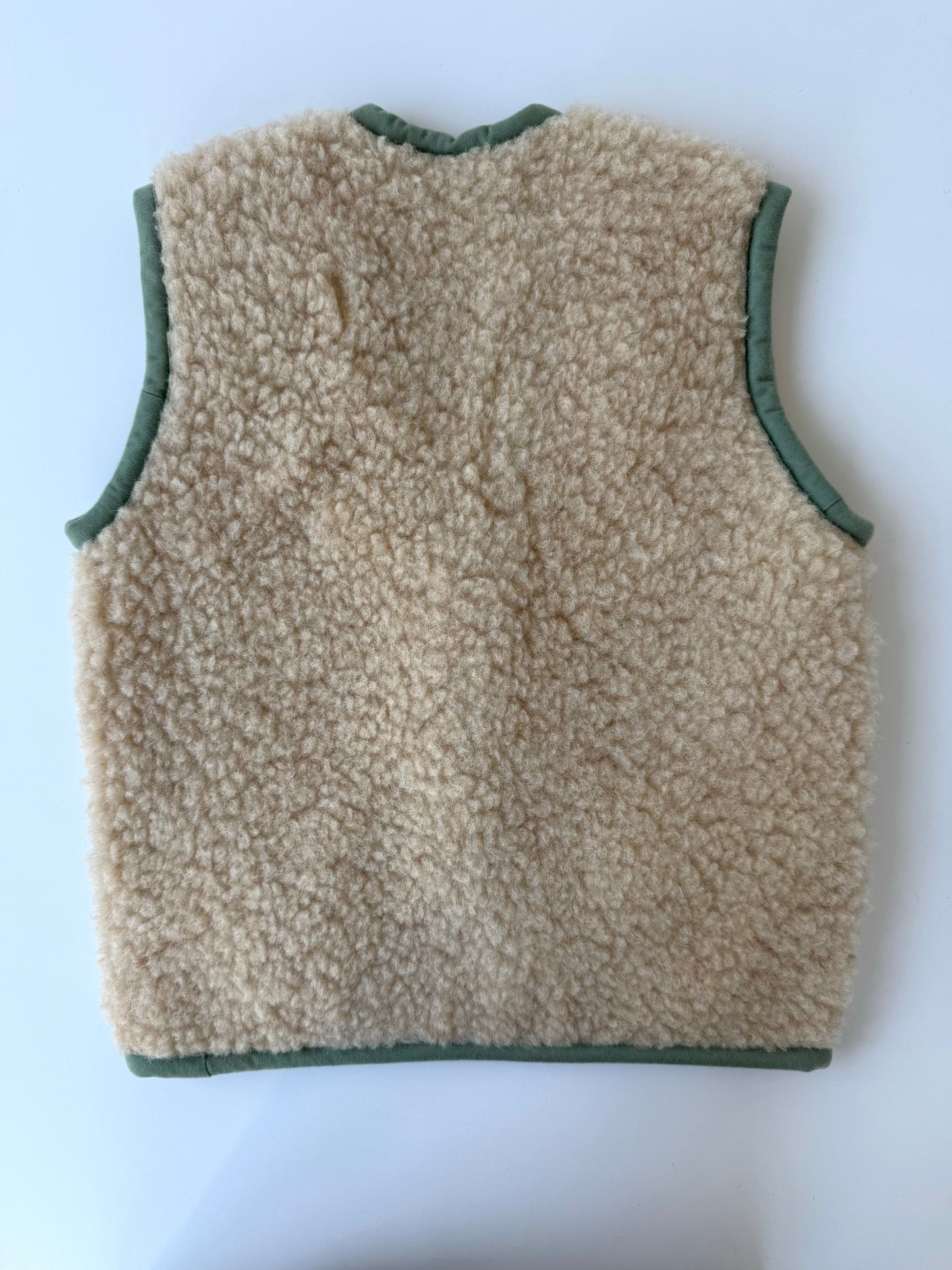 New Wool Vest Sage Green Beige