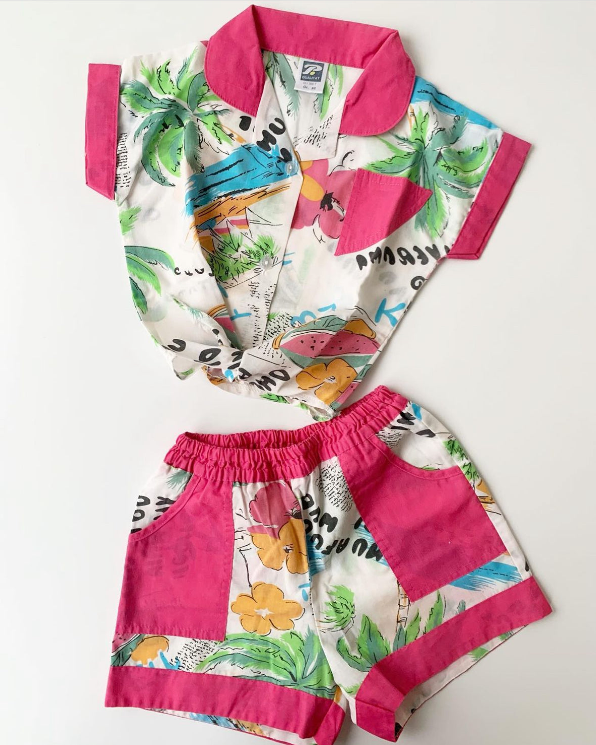 80s Vintage Tropical Summer Set Pink