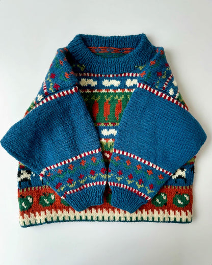 Handmade Gorgeous Farm Knit Sweater 100% Wool