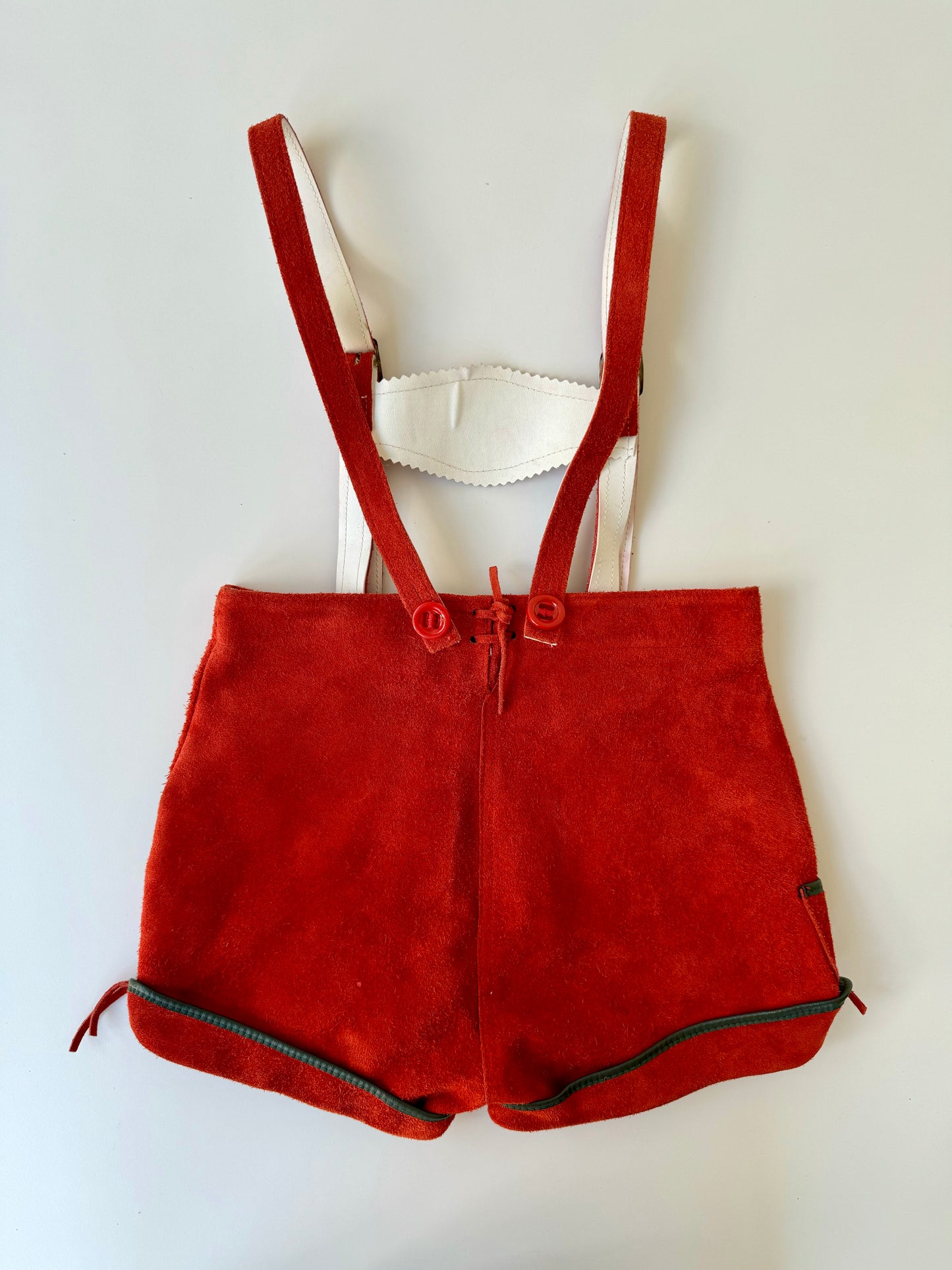 90s Vintage Red Bavarian Short Leather Pants