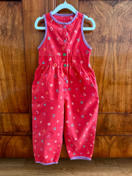 80s Vintage Colorful Alphabet Balloon Overall