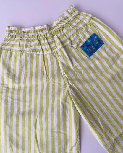 80s Vintage Green Striped Balloon Pants