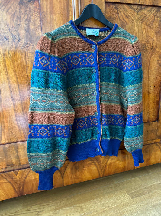 90s Vintage Vergißmeinnicht Pure Wool Knit Cardigan Jacket