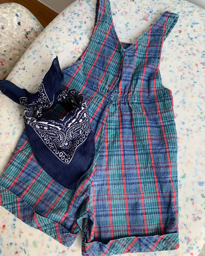 90s Vintage C&A Checked Summer Dungarees