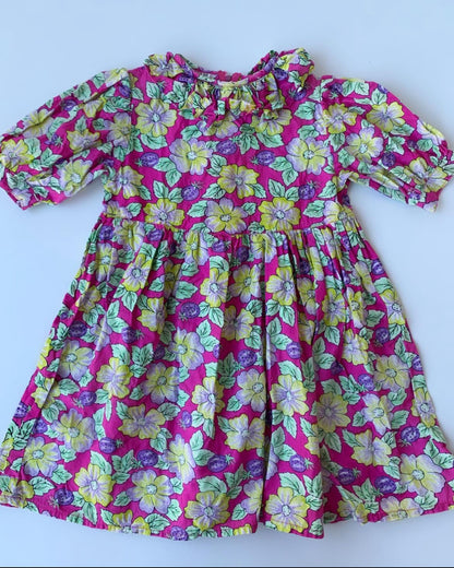 90s Vintage Flower Pink Violett Dress