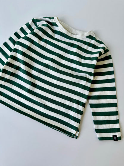 Preloved Green Striped Zara Long Sleeve Shirt