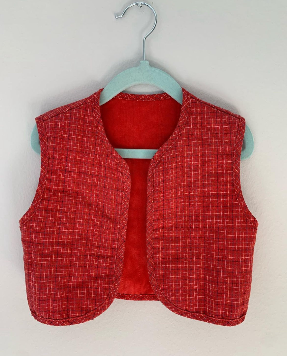 90s Vintage & Handmade checked red Vest