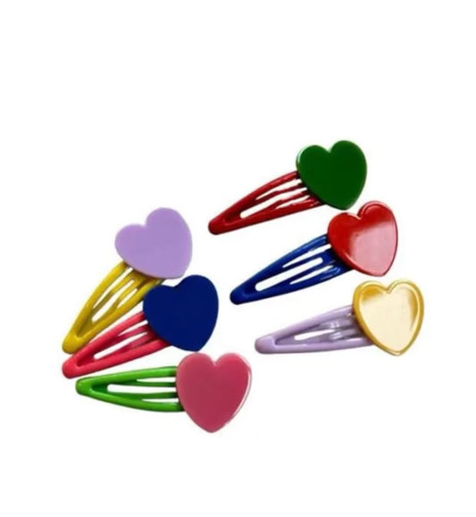 Colorful Heart Hair Clips Set