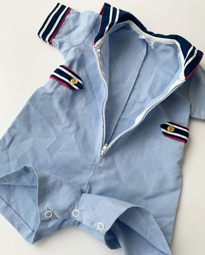 80s Vintage Sailor Baby Overall