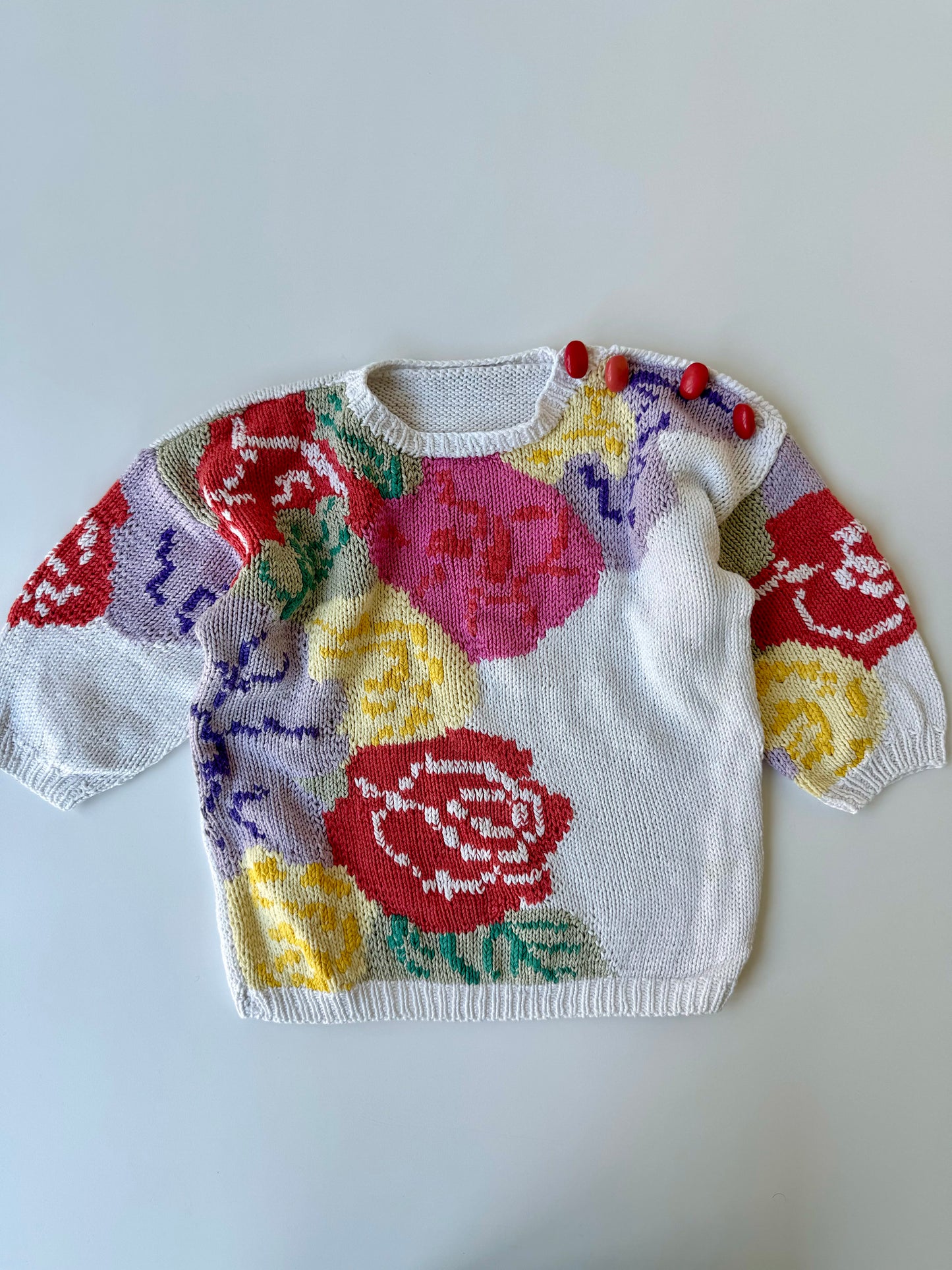 90s Vintage & Handmade Floral Knit Sweater