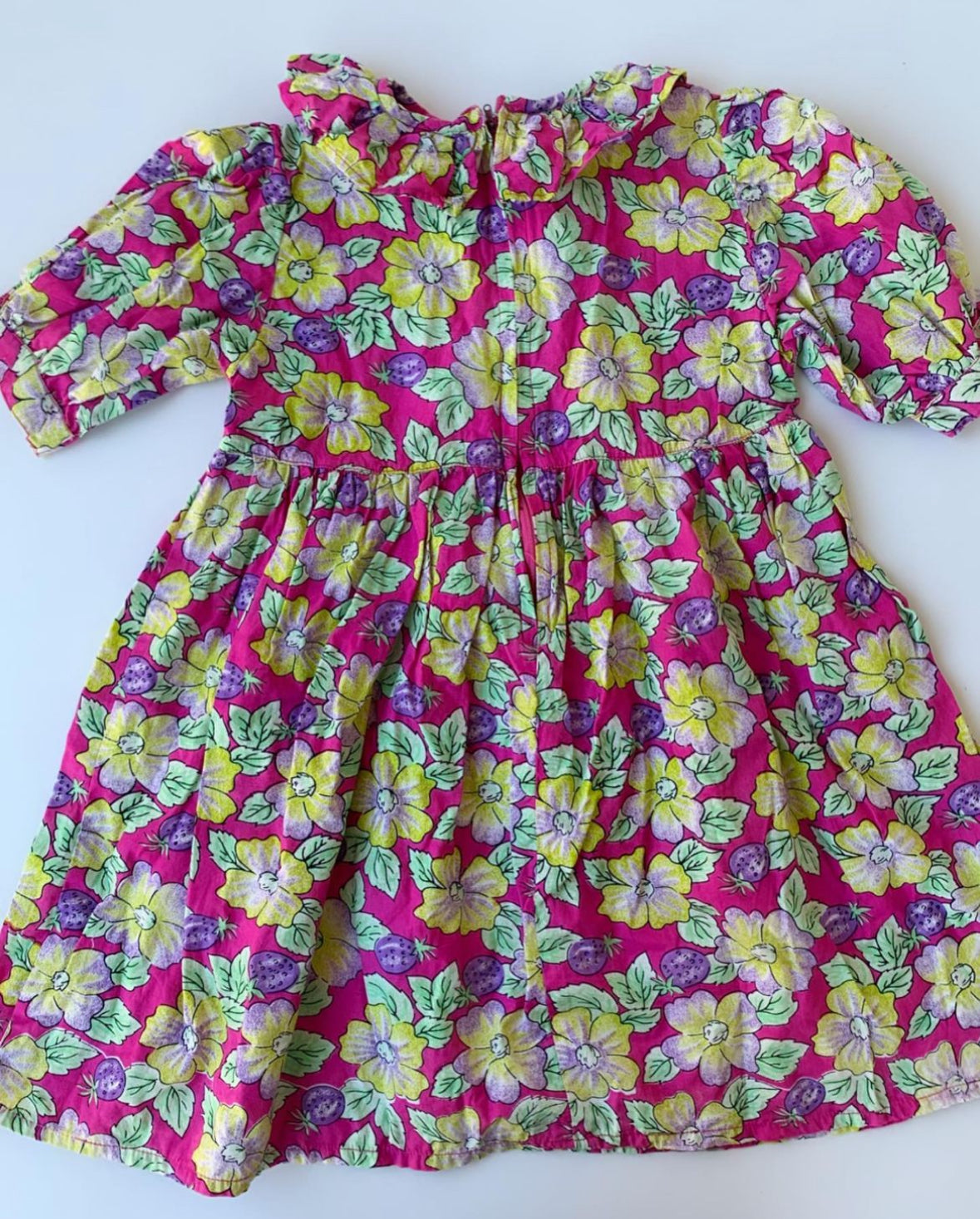 90s Vintage Flower Pink Violett Dress