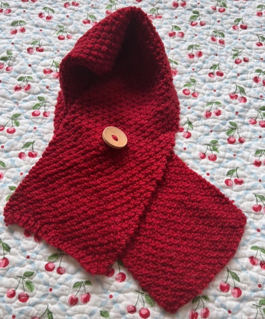 Handmade Red Scarf, 100% Merino Wool