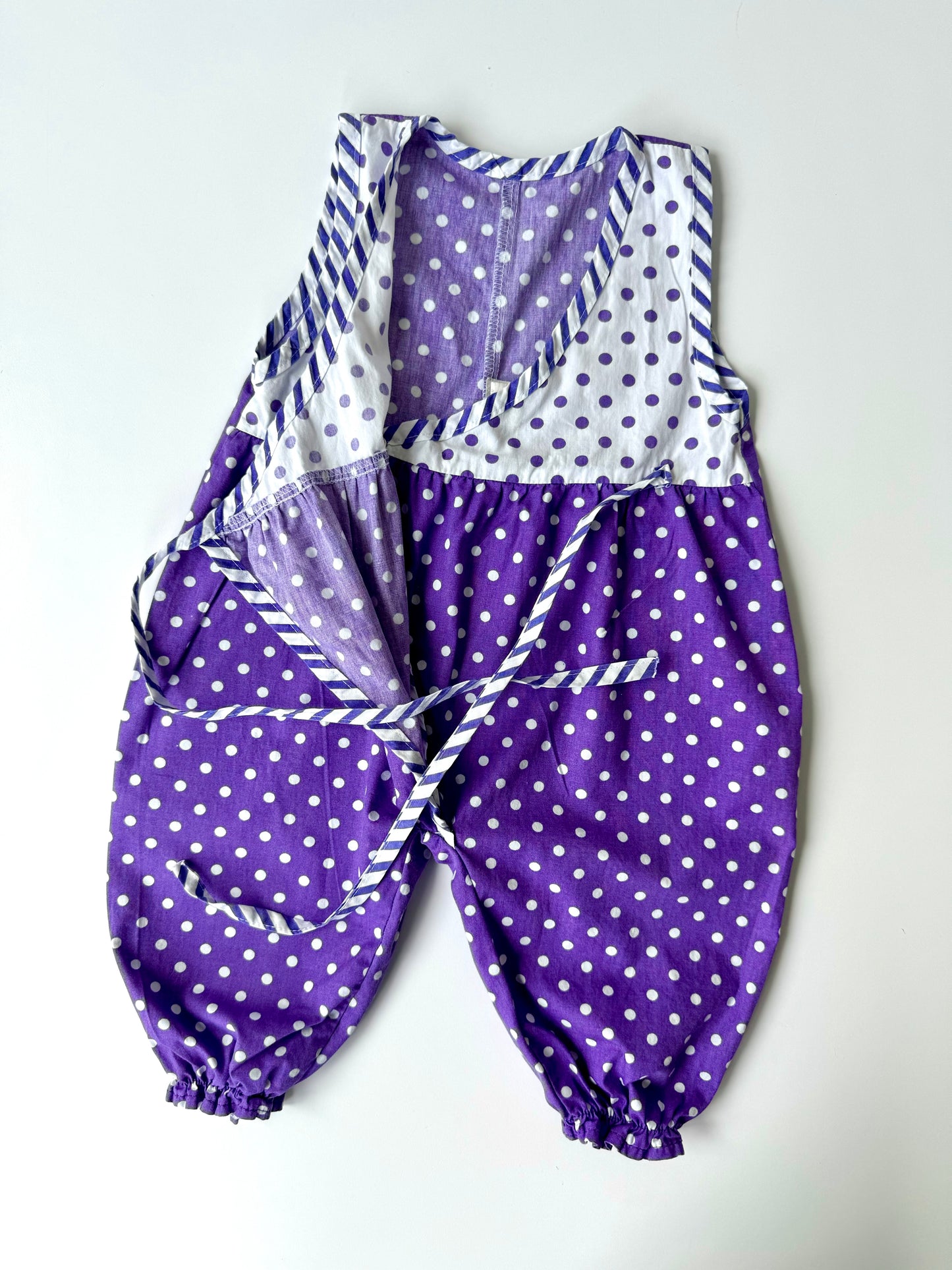 80s Vintage Overall Purple Dots