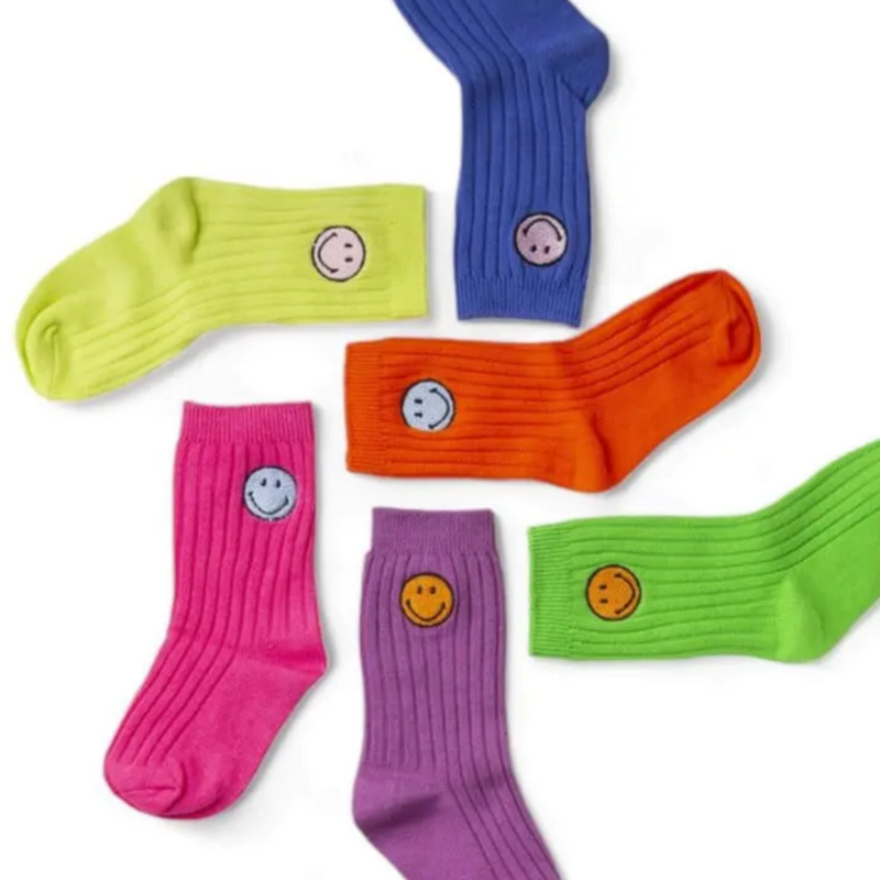 Colorful Smiley Socks 3 or 6 Pack Set