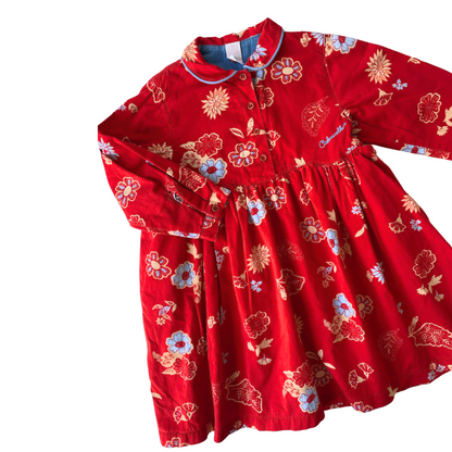 90s Vintage Cakewalk Red Floral Dress