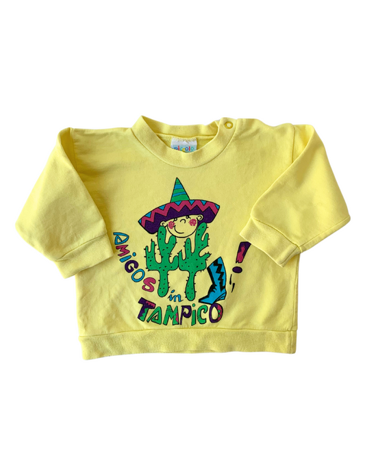 80s Vintage Yellow Amigos Summer Sweater