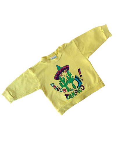 80s Vintage Yellow Amigos Summer Sweater