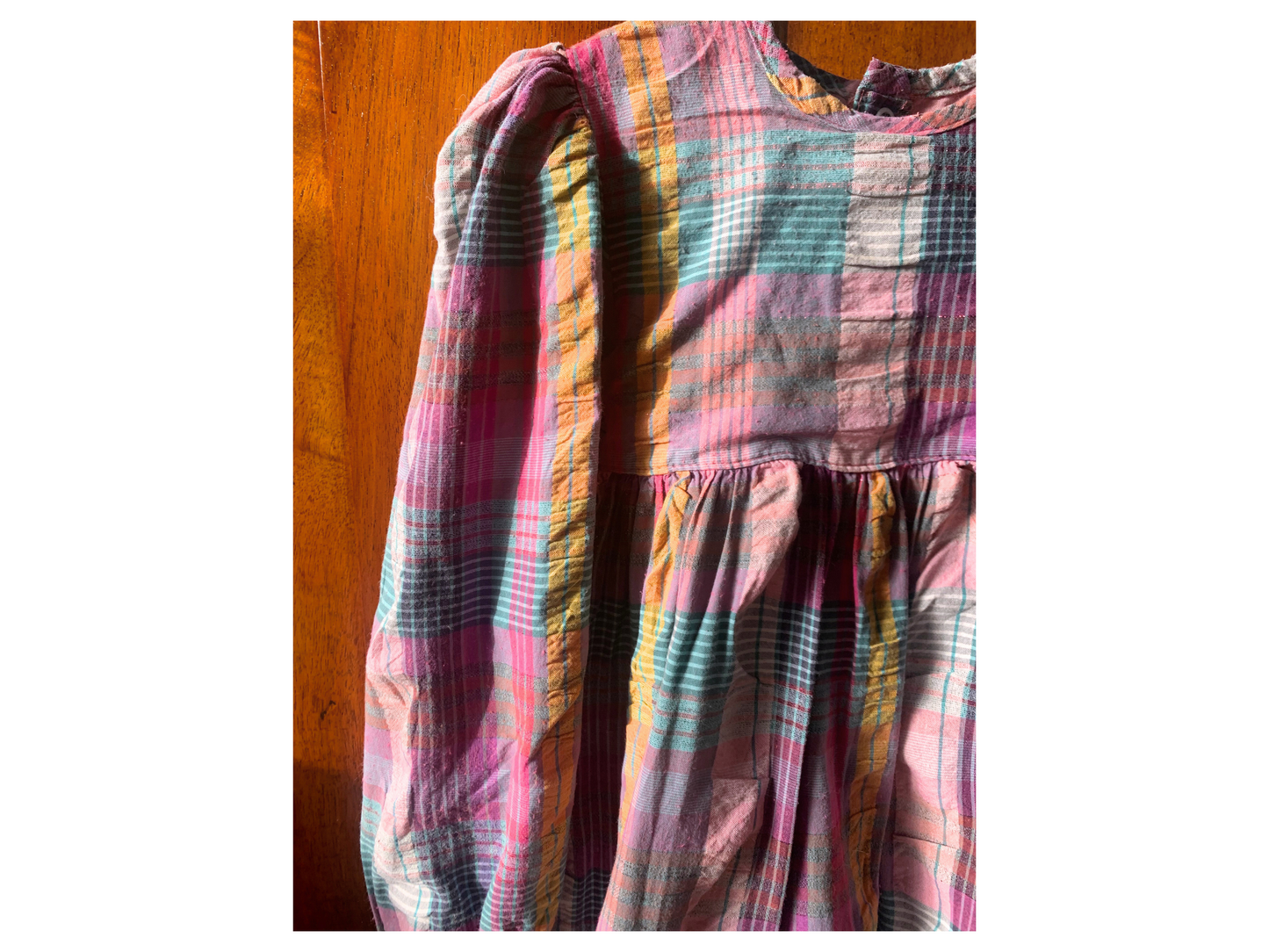 90s Vintage Vanli Checked Big Bow Dress