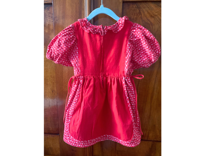 90s Vintage Red Apron Folklore Dress