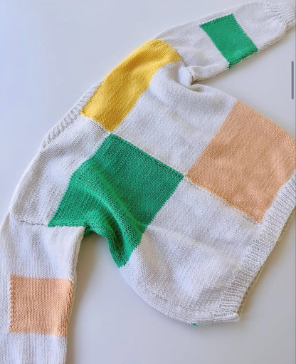 80s Vintage Handmade Pastel Knit Cardigan