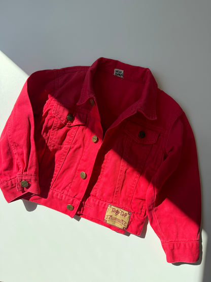 90s Vintage Red Denim Jacket