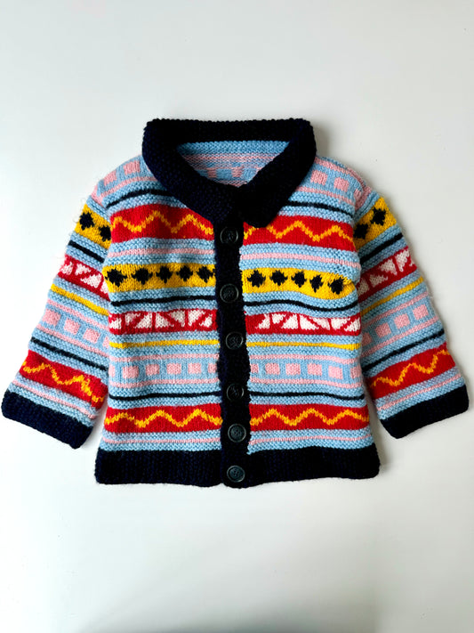 90s Vintage Handmade Colorful Knit Cardigan