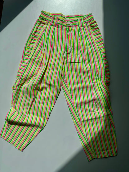 Amazing 80s Vintage Neon Striped Balloon Pants