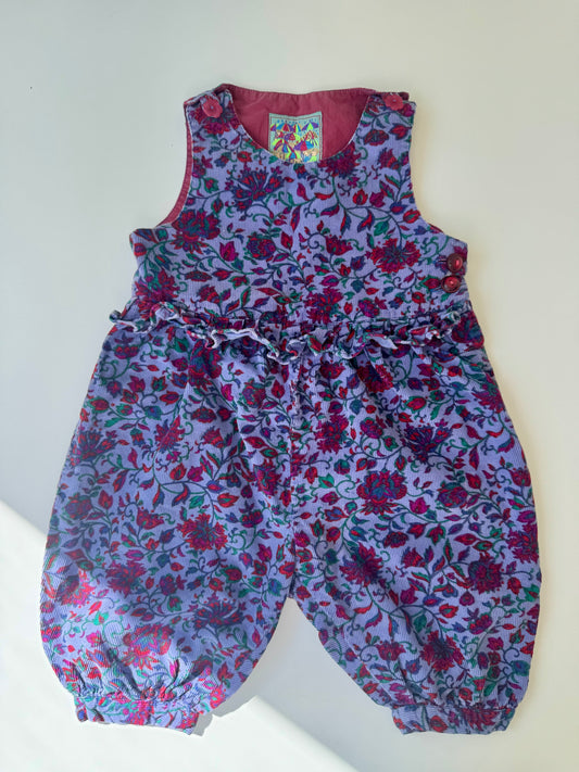 90s Vintage Caramasov Floral Soft Corduroy Overall