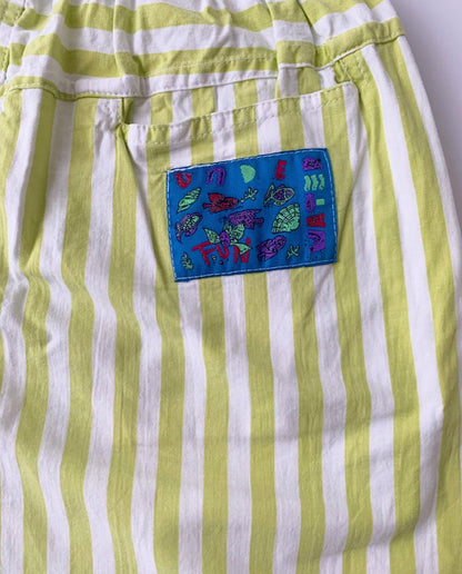 80s Vintage Green Striped Balloon Pants