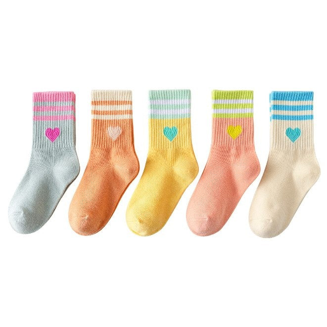 Candy Heart Tennis 5 Pack Socks Set