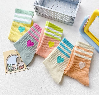 Candy Heart Tennis 5 Pack Socks Set