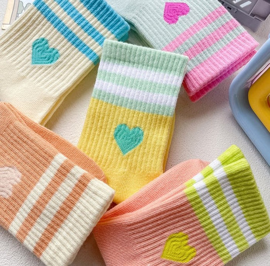 Candy Heart Tennis 5 Pack Socks Set