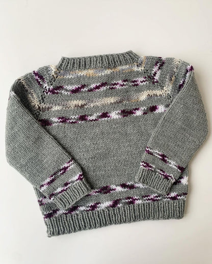 90s Vintage & Handmade Grey Purple Wool Sweater