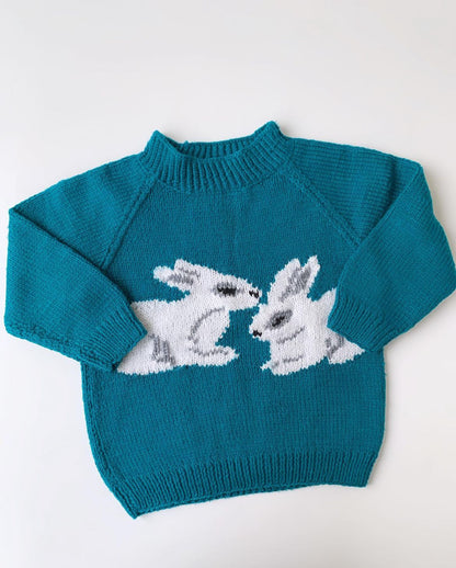 90s Vintage & Handmade Petrol Bunny Sweater