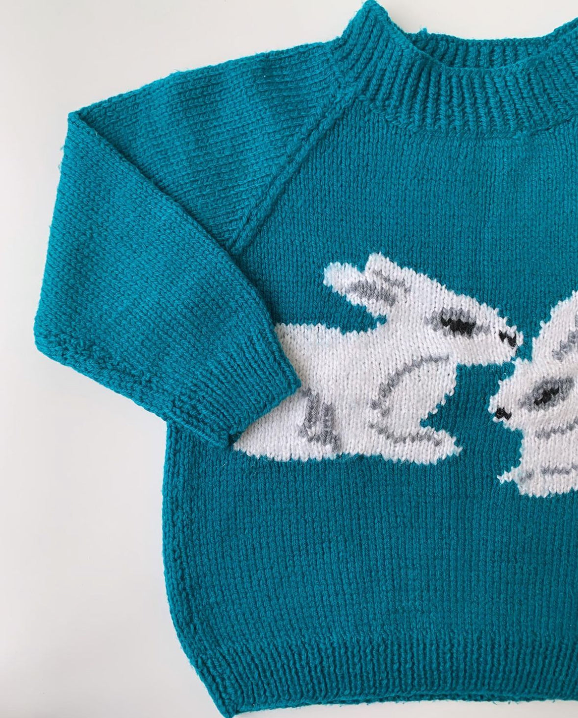 90s Vintage & Handmade Petrol Bunny Sweater